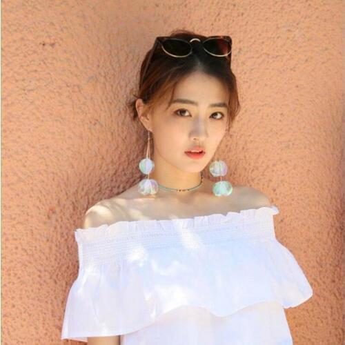 Personality Multicolor Round Wafer Tassel Long Hook Drop Earrings for Women Female Temperament Accessories 5I3003