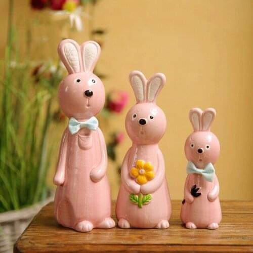 American Style Rustic Home Decor Ceramic Rabbit Family Home And Garden Decoration Cute Room Decor Room Decoration For Home