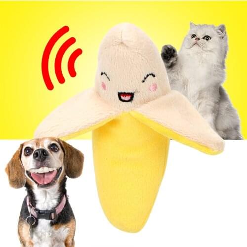 Puppy Pet Play Chew Toys Dogs Cats Pets Supplies Creative Dog Toys Banana Shape Plush Squeaky Sound Toy Cute