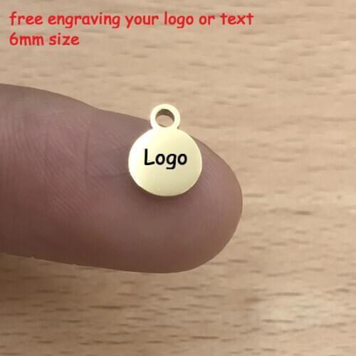 MYLONGINGCHARM 50pcs/lot 6mm mini disc Custom Logo or Words Engravable mini Circle Tags,Custom Medal,Custom Charms 1mm thicknes