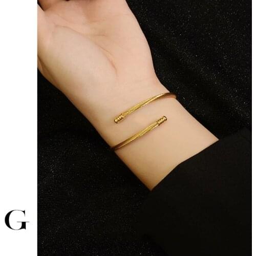 GHIDBK Minimalist Stainless Steel Twist Wire Bangle Bracelets Statement Street Style Women Bracelet Wholesale Summer Accessories