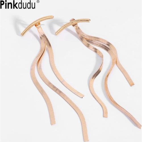 Pinkdudu ZA Long Thread Tassel Earrings Glossy Arc Geometric Earrings for Women Gold Earrings 2020 Jewelry Party Gift Present