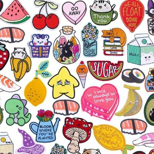 Cartoon Applique Patches For Clothing Thermoadhesive Patches On Clothes Cute Animal Iron On Embroidered Patches For Clothes DIY