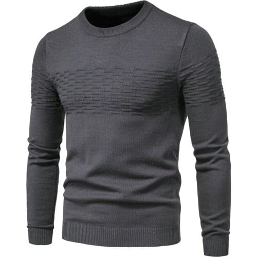 Men 2020 New Casual Solid Thick wool Cotton Sweater Pullovers Men High Elasticity Fashion Slim Fit O-Neck Sweater Men