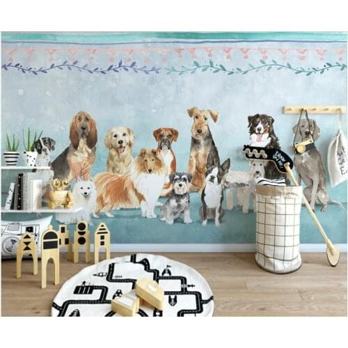 Custom mural 3d photo wallpaper Modern cartoon hand drawn pet puppy childrens room home decor 3d wall murals wallpaper