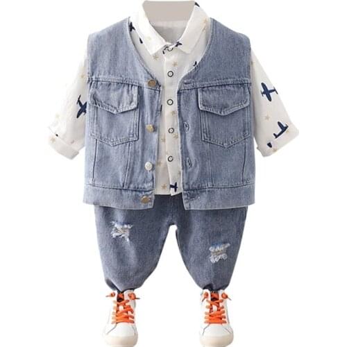 New Spring Autumn Baby Boys Clothes Suit Children Fashion Vest Shirt Pants 3Pcs/Set Toddler Sport Casual Costume Kids Tracksuits
