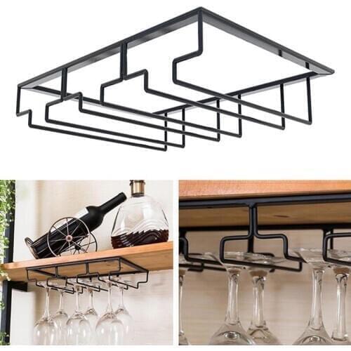 Wine Glass Rack Under Cabinet Stemware Wine Glass Holder Glasses Storage Hanger Metal Organizer Bar Kitchen Hanging Goblet Tool