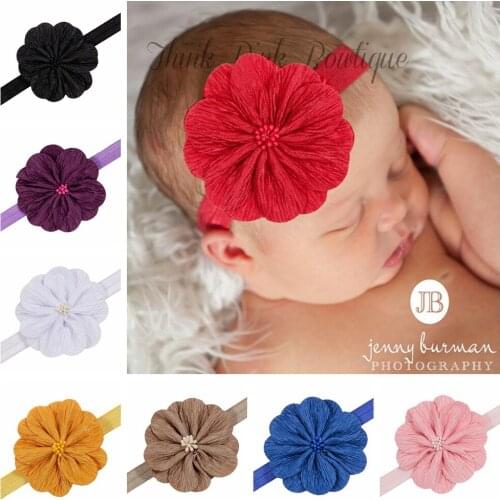 Nishine New Fabric Flower Baby Girls Headbands Kids Elastic Floral Headwear Cute Photography Props Children Hair Accessories