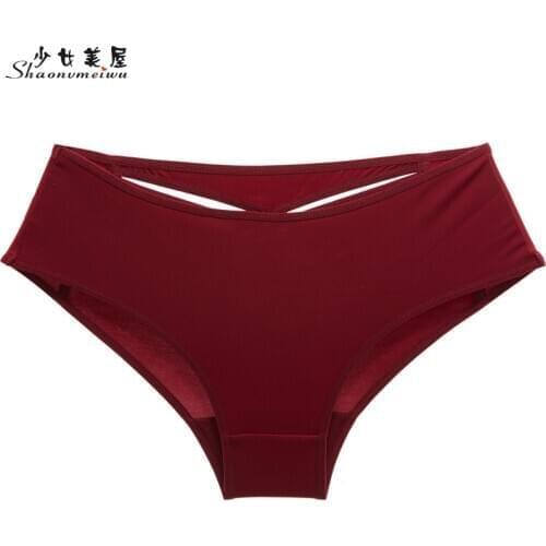 Shaonvmeiwu Women thin breathable underwear hollow low waist carry buttock briefs large size trousers cotton crotch black