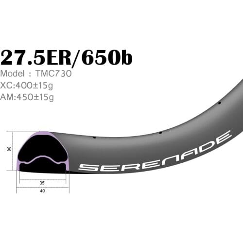TMC730 Carbon Mtb Enduro 27.5er Symmetrical Carbon Mtb Rims 30mm Deep 40mm Wide Bicycle Wheel Rims