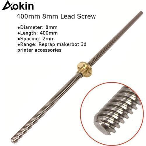 T8 Lead Screw 100mm 150mm 250mm 300mm 330mm 350mm 400mm 500mm For 3d Printers Parts 8mm Trapezoidal Screws Copper Nuts Leadscrew
