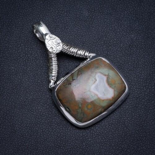 Natural Ocean Jasper Handmade Unique 925 Sterling Silver Pendant 1.5" X0107