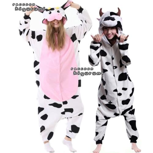 Adult Unisex Cow Pajamas Anime Cosplay Costume Party Jumpsuit Men And Women Raccoon kigurumi Onesie