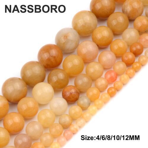 Yellow Natural Stone Beads Women Charms Loose Spacer Beads For Jewelry Making DIY Charm Bracelet Necklace Wholesale NASSBORO