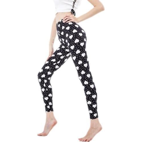 INDJXND Women Printing Push Up Leggings Heart Sexy Ankle-Length Femal Pants Elasticity Casual High Waist Fitness Legging XXXL