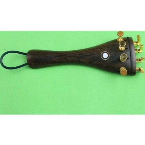 1pc undyed 4/4 Ebony Violin Tailpiece fixed golden fine tuners Tail Gut