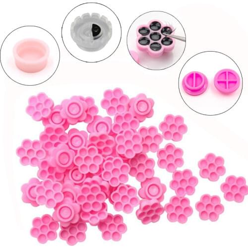 100Pcs False Eyelashes Blooming Cups Planting Grafting Rapid Bloom Sun Flower Glue Cup Fan Eyelash Extension Makeup Tools
