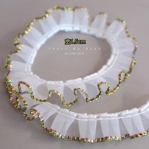 2Meters Pleated Tulle Lace Trim Ribbon Wave Dot Pleated Purple White Coffee Blue Sewing Accessories Decor Clothes Craft Supplies