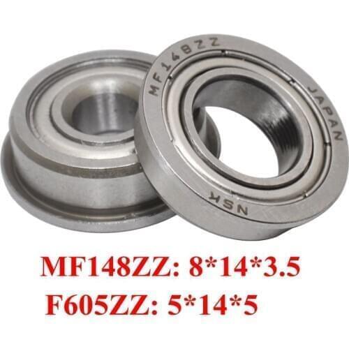 2pcs 3d printer parts High Quality Flange Bearing Deep Groove Ball 8*14*3.5 MF148ZZ / F605ZZ 5*14*5 for cr10 ender3 3d printer