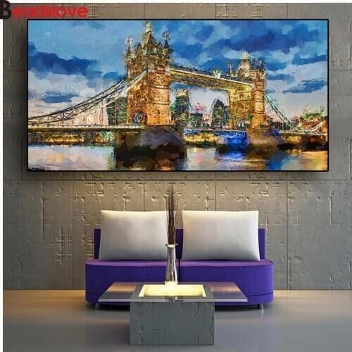 Large Size 5d diamond painting Abstract Londo Tower Bridge diamond mosaic art for Room Decorative 3d diamond embroidery
