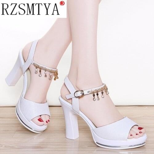 Peep Toe Summer High Heels Women Sandals Wild Word Buckle Female Platform Beach Sandals Ankle Strap Women Sandals