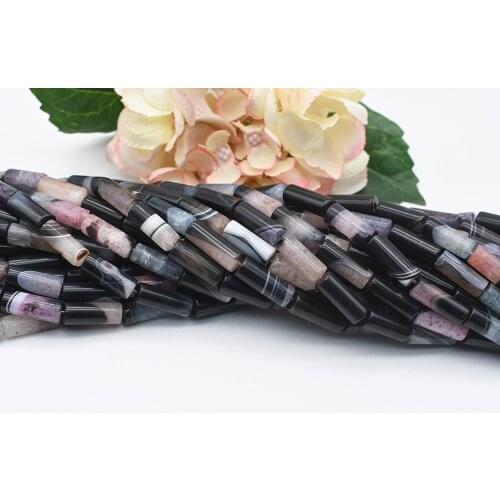 2 strands 8X21mm Natural Smooth Columnar shape colorful Agate stone Beads 15.5"