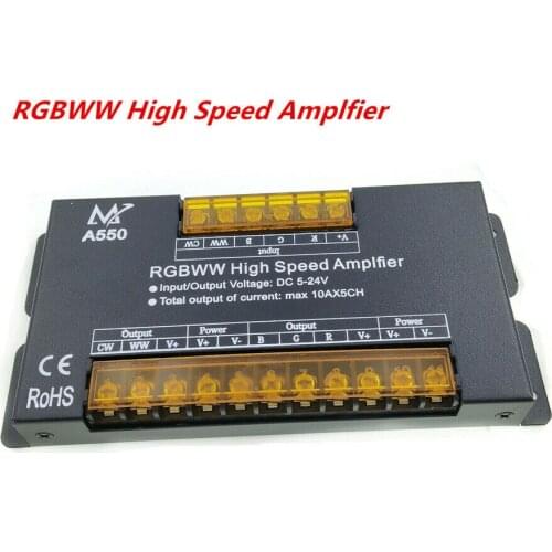 DC5-24V LED Strip High Speed Amplifier 50A 10Ax5CH Power RGBCCT/RGBW/RGB LED