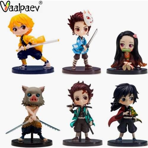 Demon Slayer Chibi Anime Figurines Kimetsu no Yaiba Kamado Tanjirou Nezuko Agatsuma Zenitsu Pig Hashibira Inosuke Toys Statue