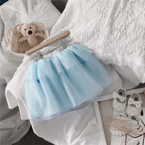 Children Summer New Girls Sequined Skirts Fluffy Pettiskirts Tutu Princess Party Skirts Blue Ballet Dance Wear 2 To 9 Years Old