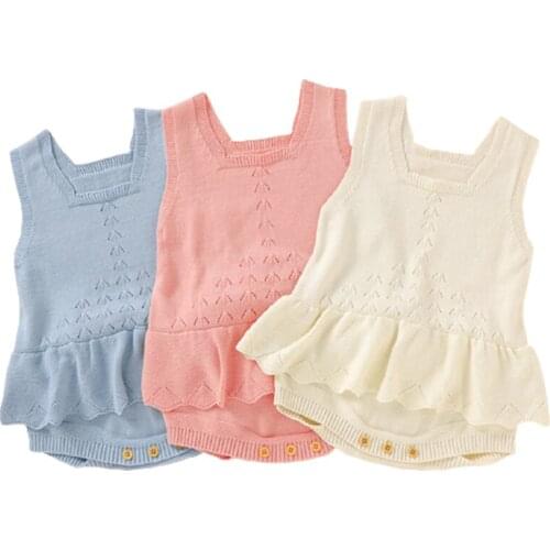 Baby Girls Bodysuits Clothes Cute Candy Color Knitted Newborn Infantil Onesie Body 0-18Months Toddler Children Jumpsuits Outfits