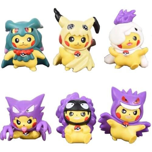 Pokemon With Box Pikachu cosplay Mimikyu Gengar Anime Action Figure Model Toys Gift for Children