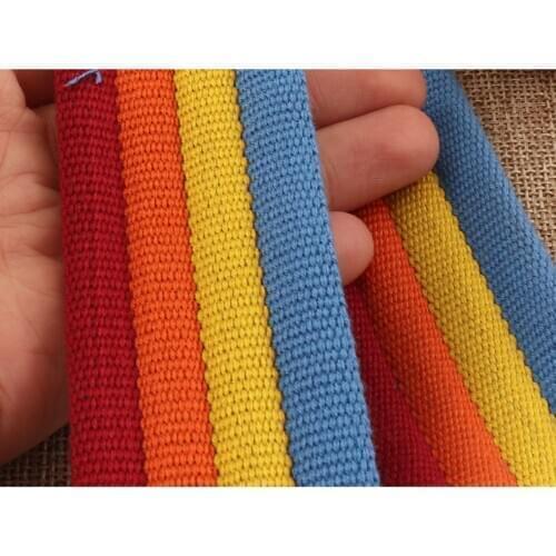 Blue Yellow Orange Red Striped Cotton Soft Webbing Belt Webbing Lanyard Webbing Bag Purse Webbing Leash Supplies-40mm