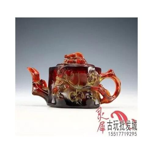 Resin imitation amber kettle antique home decoration