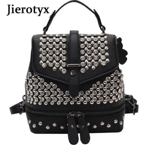 JIEROTYX New Arrival Preppy Style Pu Leather Women Fashion Diamonds Shoulder Bag For Girls Casual Travel Women School Bag