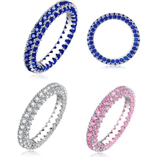CZ Ring Womens Ring Ladies Engagement Ring Blue Pink Transparent Color Cubic Zircon Party Popular Jewelry Girlfriend Gift