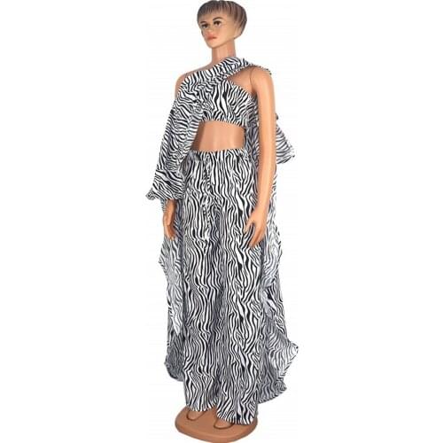 African Print Sets For Women 3 Piece Set Dashiki Off Shoulder Dress Pants African Clothes Bazin Famous Suit Vetement Femme 2021