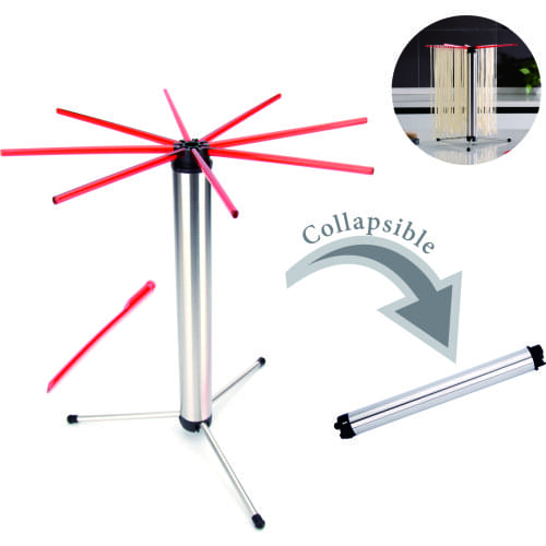 Red Detachable Dryer Stand Compact Rotary Arms of Homemade Noodle Spaghetti Collapsible 6 lbs Pasta Drying Rack