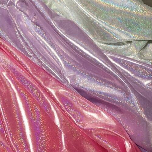 Laser stage fabric Decoration Colorful laser bronzing fabrics wedding soft doll fabrics handicraft fabrics