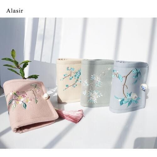 Alasir Chinese Style Linen Coin Purses Embroidery Flowers Short Wallet Women Mini Wallet Art Floral Vintage Card Holders