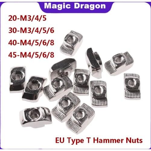 M3 M4 M5 M6 M8 Slot T-nut Sliding T Nut Hammer Drop In Fasten Connector for EU 20 30 40 45Series Aluminum Profile 2020 3030 4040