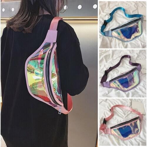 New Fashion PVC Solid Chest Bag Bum Bag Travel Waist Fanny Pack Laser Festival Money Belt Wallet Phone Pouch
