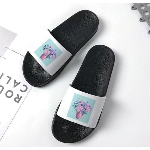 Slippers For Women Fashion Indoor Sandals Flower Pattern Non-slip Flip Flops Comfort Summer Beach Women Shoes Plus Size 41