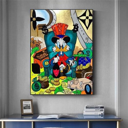 Money Gold COINS of Rain Canvas Paintings Graffiti Art Funny Wall Art Picture Alec Monopoly Scrooge Mcduck Posters Prints Decor