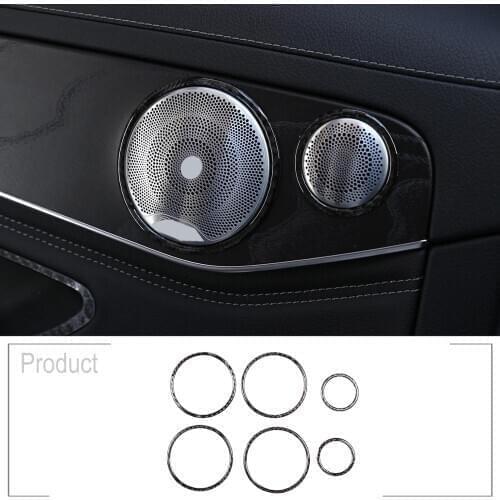 Soft Carbon Fiber Car Door Speaker Ring 3D Interior Sticker Accessories For Mercedes Benz C Class W205 C180 2016-2019