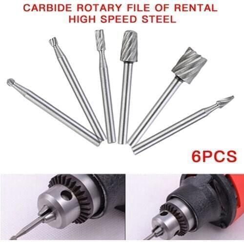 Wood Carving Milling Cutter Set 6PCS Durable HSS Routing Router Bits Burr Milling Cutter For Rotary Engraving Machine Tool