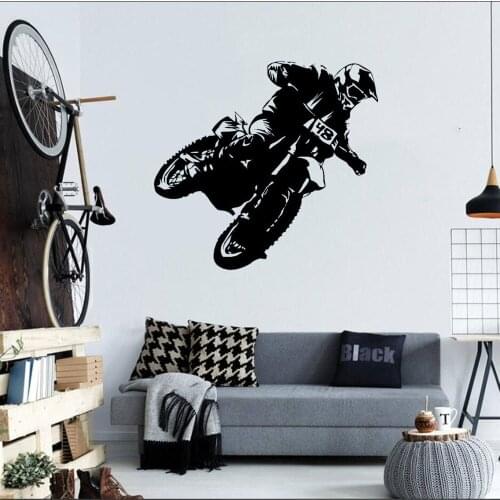 Bike Motocross Wall Decal Motorbike Cool Style Window Vinyl Stickers Teens Bedroom Man Cave Club Home Decor Wallpaper DW11402
