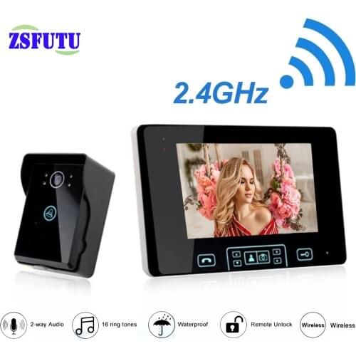 New Wireless Video Intercom with Wireless 7''Touch Key Screen Access Control System Doorbell Built-in Battery Night Vision