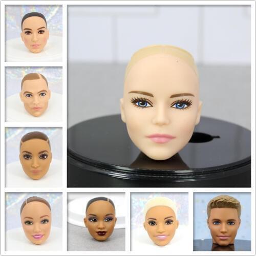 Original Doll Head / Brown & Black & Normal Skin Bald Head Doll Accessories DIY For 1/6 Doll ,Toys for Girls