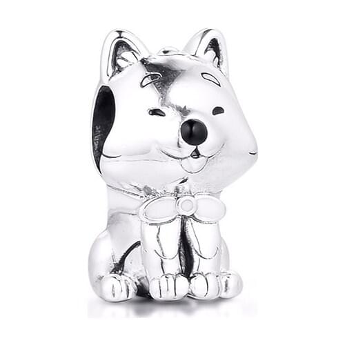 Japanese Akita Inu Dog Charm acsesoris for women Sterling Silver Jewelry Fits Original Bracelets Bead For Jewelry Making