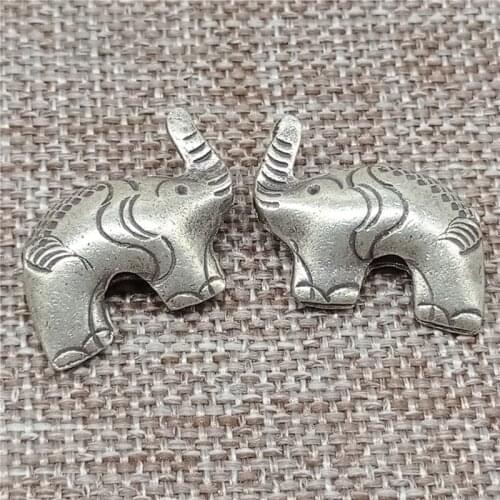2 Pieces of Thai Karen Hill Tribe Silver Elephant Beads for Bracelet Necklace